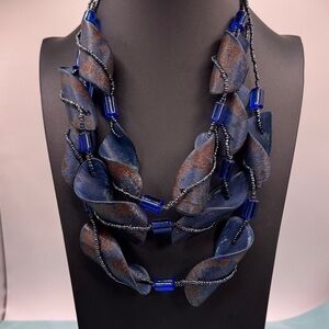 Artisan Navy and Cobalt Multi-Strand Women's Necklace